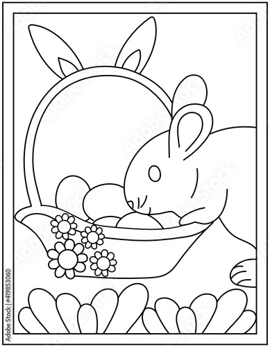 
Easter rabbit coloring page designed with hand drawn vector 

