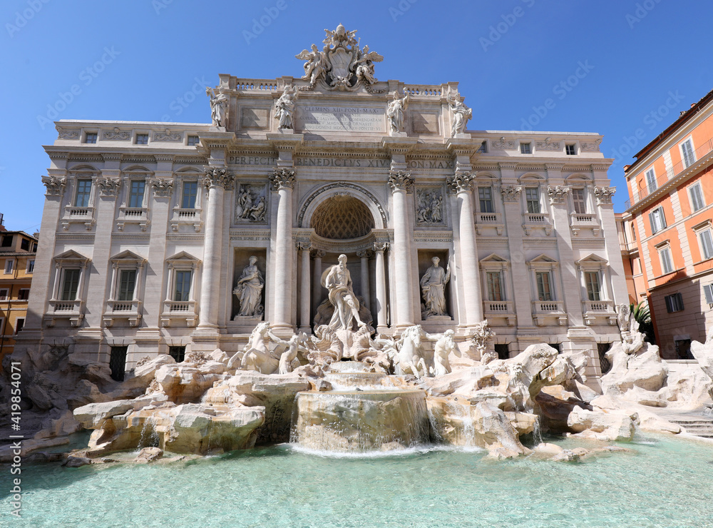 Fountain of Trevi called FONTANA in Italian Language in Rome Cit