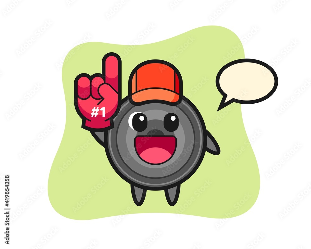 Fototapeta premium Camera lens illustration cartoon with number 1 fans glove