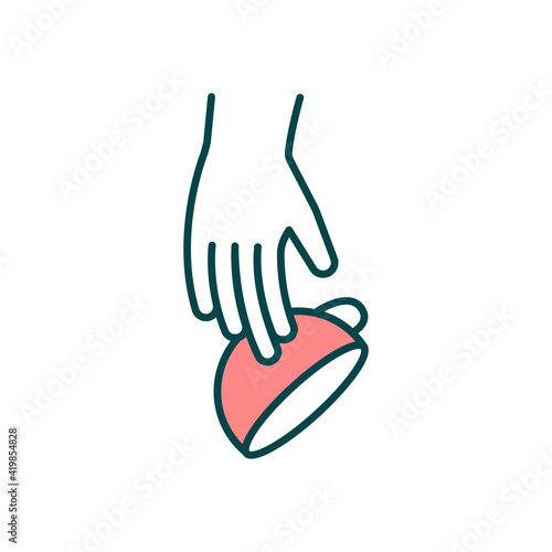 Hand tremor RGB color icon. Parkinson disease. Shaking, trembling hands. Difficulties with balance. Unintentional rhythmic movement. Impact on daily activities. Isolated vector illustration