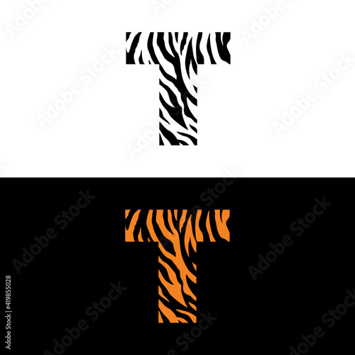 Tiger Print Letter T Logo Vector 001