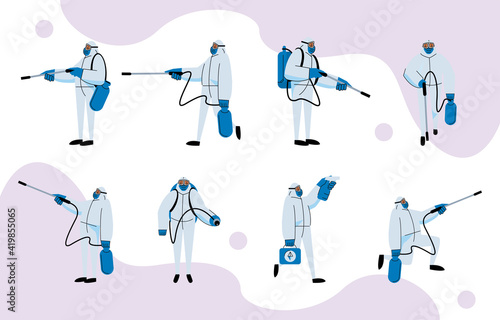 eight biozafety workers