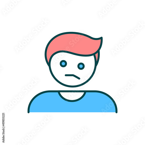 Deeply depressed mood RGB color icon. Changes in mood. Sadness feeling. Anxiety, depression, apathy. Unhealthy mental condition diagnosis. Major depressive disorder. Isolated vector illustration
