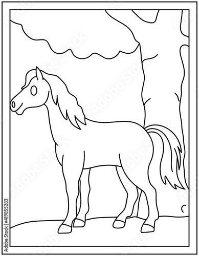 
A horse animal, colouring page vector

