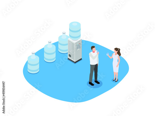 Mineral water 3D isometric vector concept for banner, website, illustration, landing page, flyer, etc