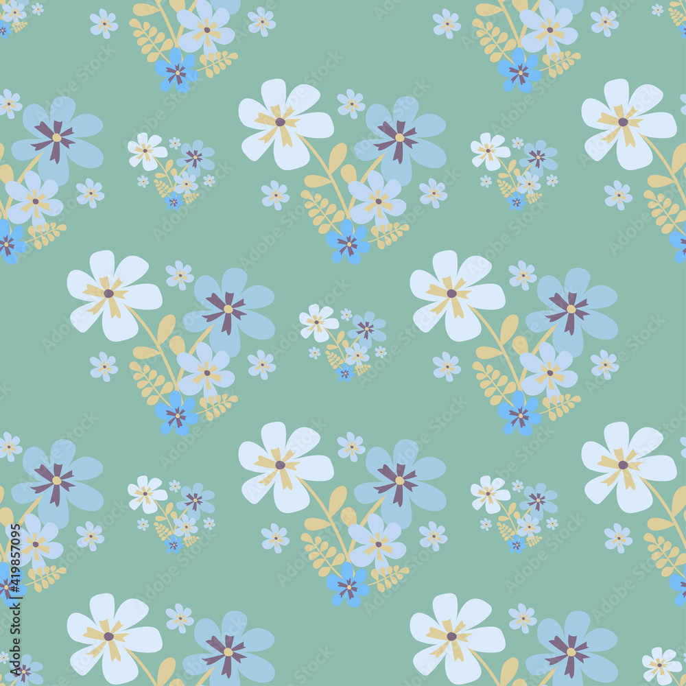 Seamless floral pattern with abstract flowers. For textiles or covers for books, clothes, wallpapers, printing, gift wrapping.