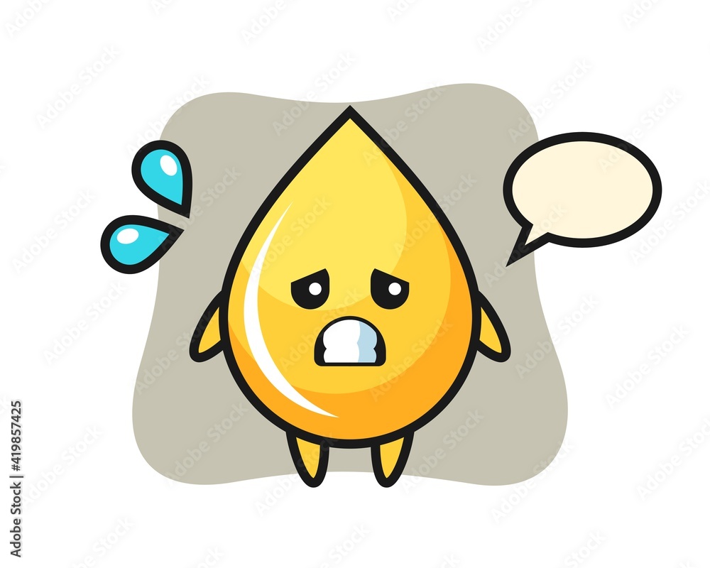 Honey drop mascot character with afraid gesture