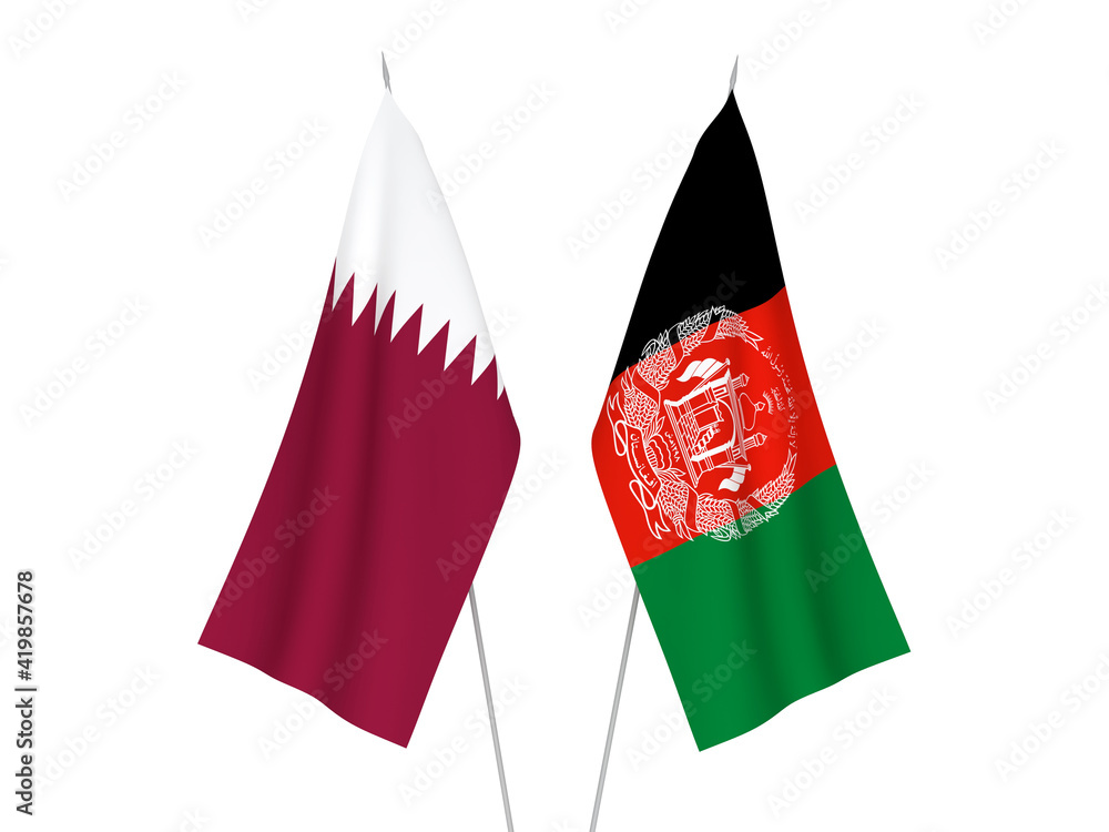 Qatar and Islamic Republic of Afghanistan flags Qatar and Islamic Republic of Afghanistan flags