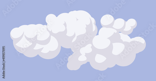 White cloud floating in the atmosphere  clear light blue sky. Good weather  heaven  beautiful peaceful day  cute meteorology sign. Vector flat style cartoon illustration  daytime background