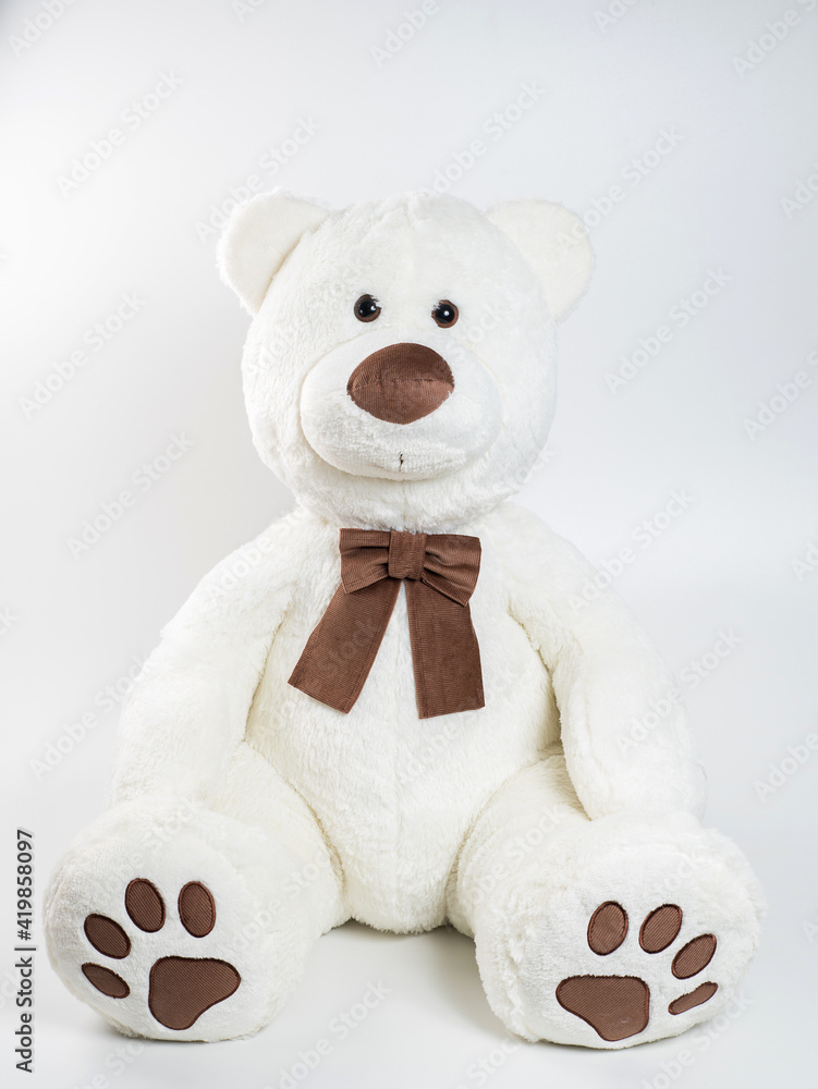 Toy polar bear. Soft toy on a white background. Toy polar bear. Soft toy on a white background.