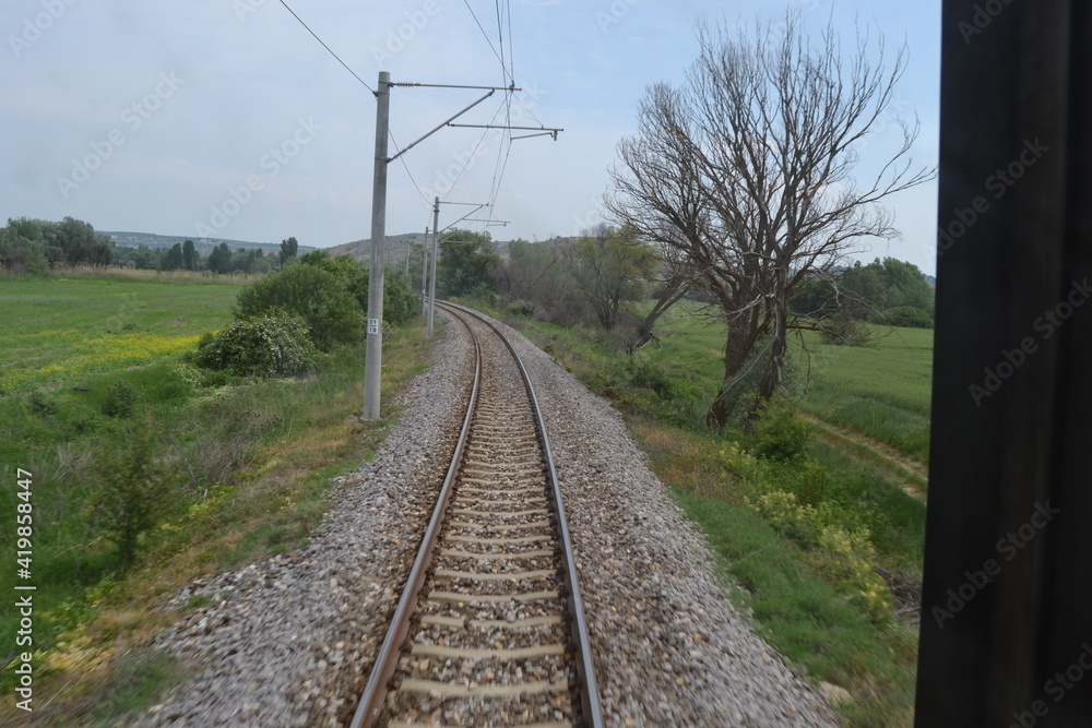 railroad tracks in the countryside