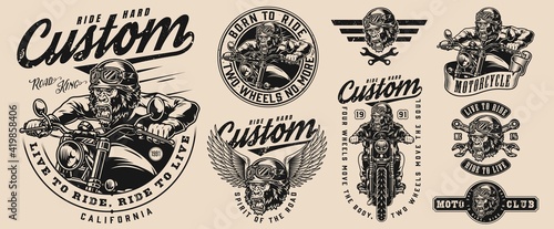 Gorilla bikers vintage monochrome labels