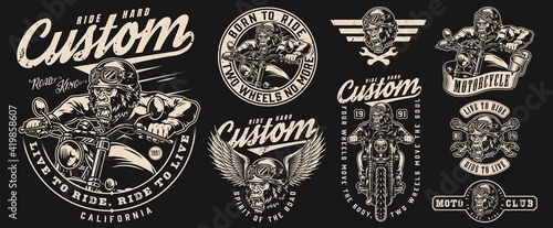Motorcycle vintage designs composition
