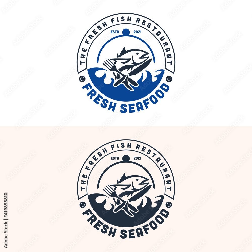 vintage seafood restaurant logo ideas vector eps 10 download