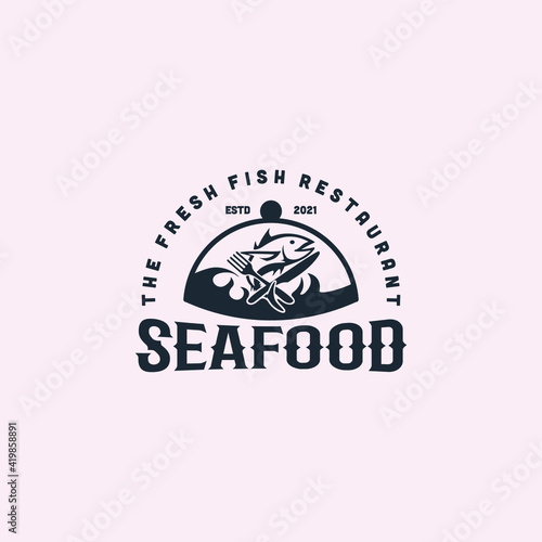 vintage seafood restaurant logo ideas vector eps 10 download