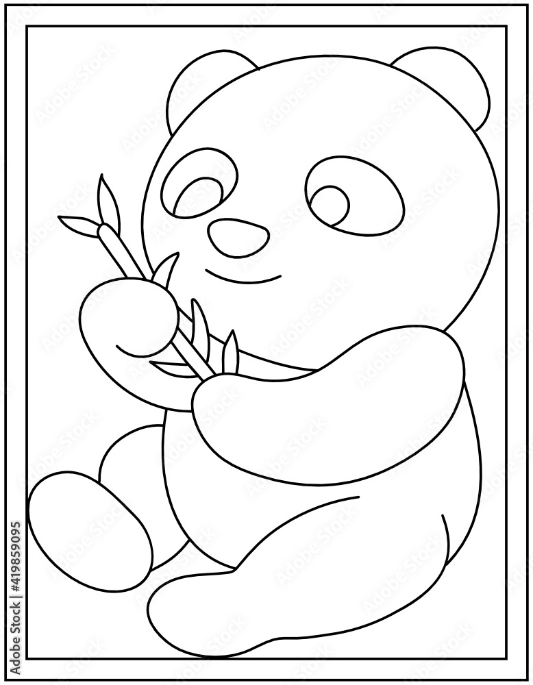 Obraz premium A colouring page of panda animal drawn with line vector