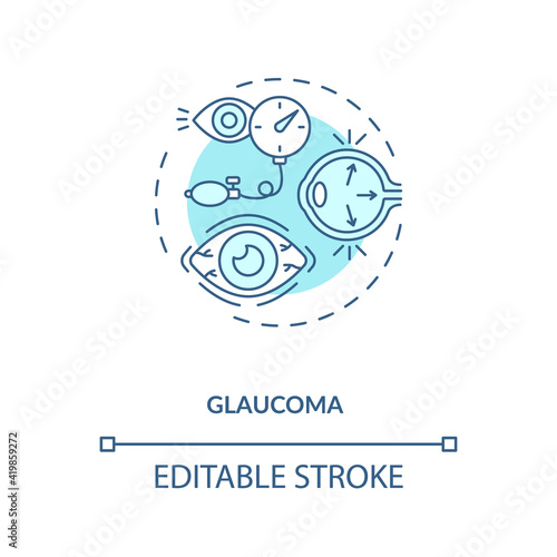 Glaucoma concept icon. Adults eyes diseases. Eye diseases which result in damage to optic nerve system idea thin line illustration. Vector isolated outline RGB color drawing. Editable stroke