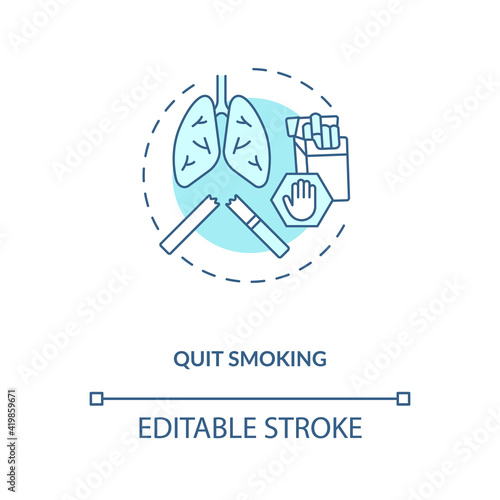 Quit smoking concept icon. Eye health tips. Fighting with bad habits that kill body organs proper functionality idea thin line illustration. Vector isolated outline RGB color drawing. Editable stroke