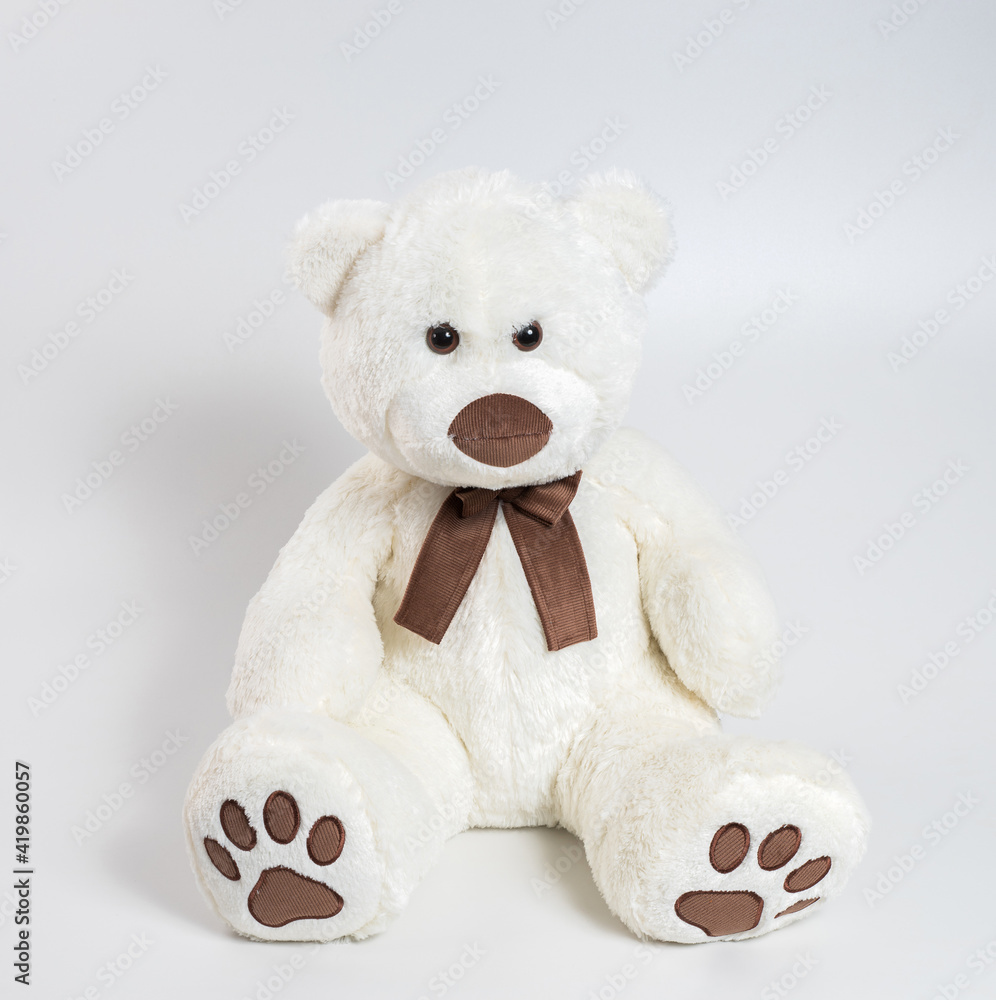 Toy polar bear. Soft toy on a white background. Toy polar bear. Soft toy on a white background.