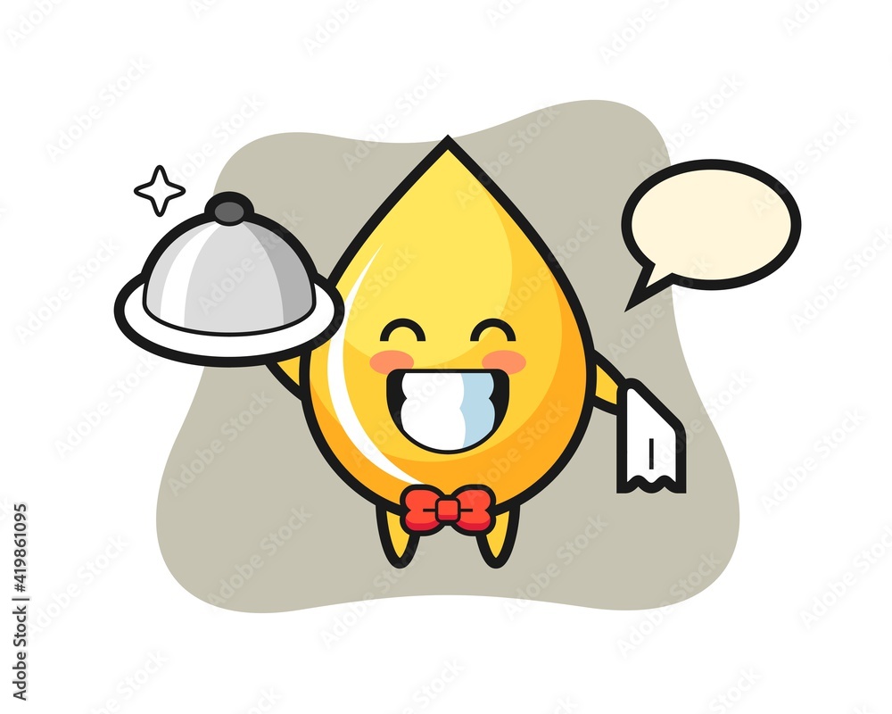 Character mascot of honey drop as a waiters