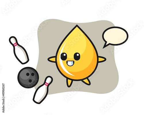 Character cartoon of honey drop is playing bowling