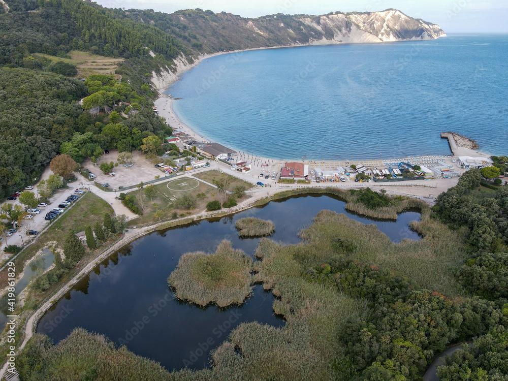 Fototapeta premium The coast of Portonovo on Marche, Italy