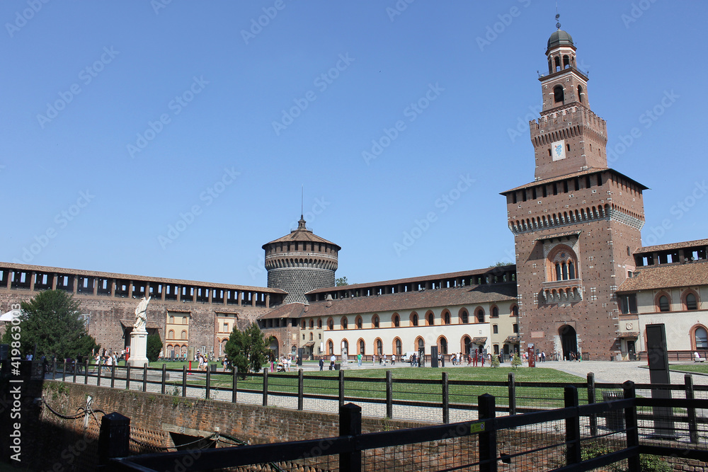 Fototapeta premium Piazza Castello Sforzesco, Milan, Italy , June 29, 2016