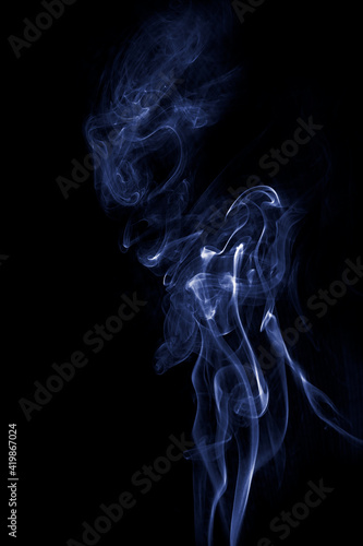 A texture of smoked on isolated background, in blue shade.