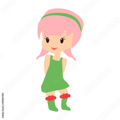 Little cute smilling girl. Vector illustration