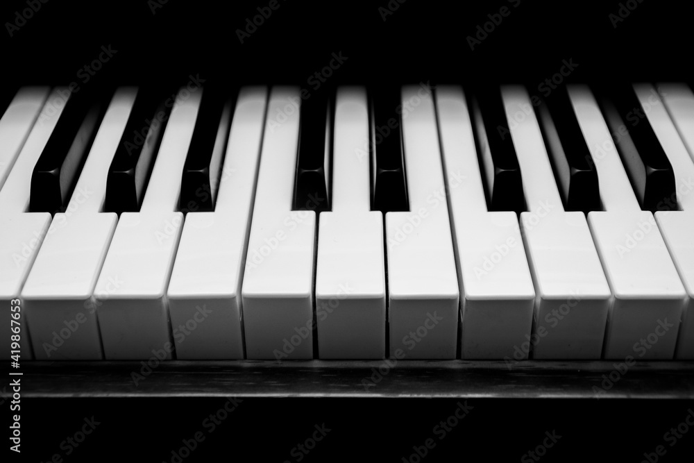 Black and white close-up of keyboard Black and white close-up of keyboard