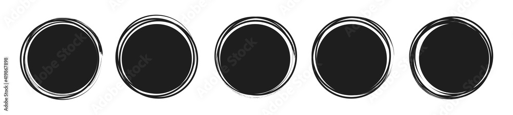 Set of abstract grunge circles. Blank grunge brush background. Stamp texture. Round shape retro templates. Vector illustration. Set of abstract grunge circles. Blank grunge brush background. Stamp texture. Round shape retro templates. Vector illustration.