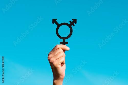 person with a transgender symbol