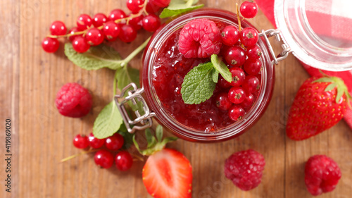 berry fruit jam in jar