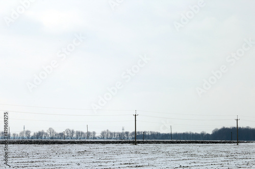 winter landscape with field and snow
