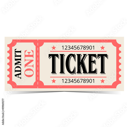 admit one ticket in retro vintage style