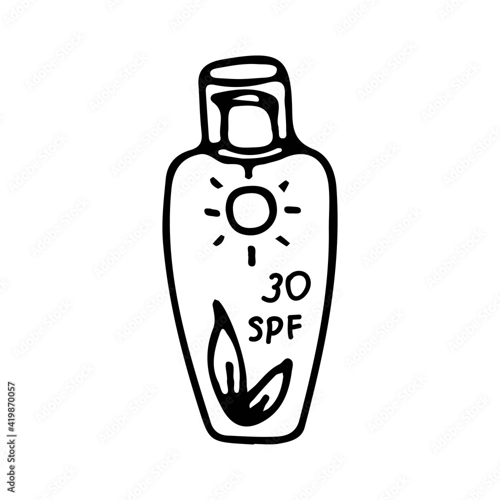 A bottle of sunscreen lotion A bottle of sunscreen lotion