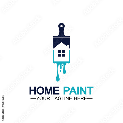 Home Painting Vector Logo Design.Home House Painting Service Coloring Logo Design Template.House painting service, decor and repair multicolor icon Vector logo.