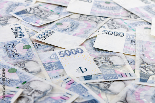 Czech paper money with heart on white background - czech money 5000,-