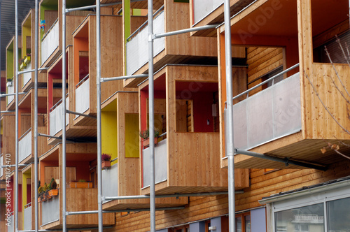 wooden housing estate or residential area photo