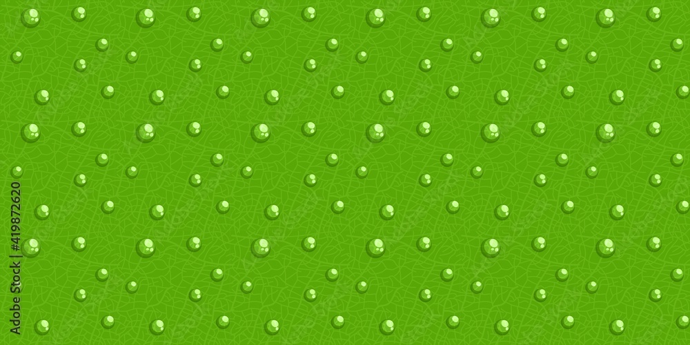 Simple Colorful Spring Or Summer Seamless Pattern Background With Water Drops On Green Leaf Vector Illustration Art
