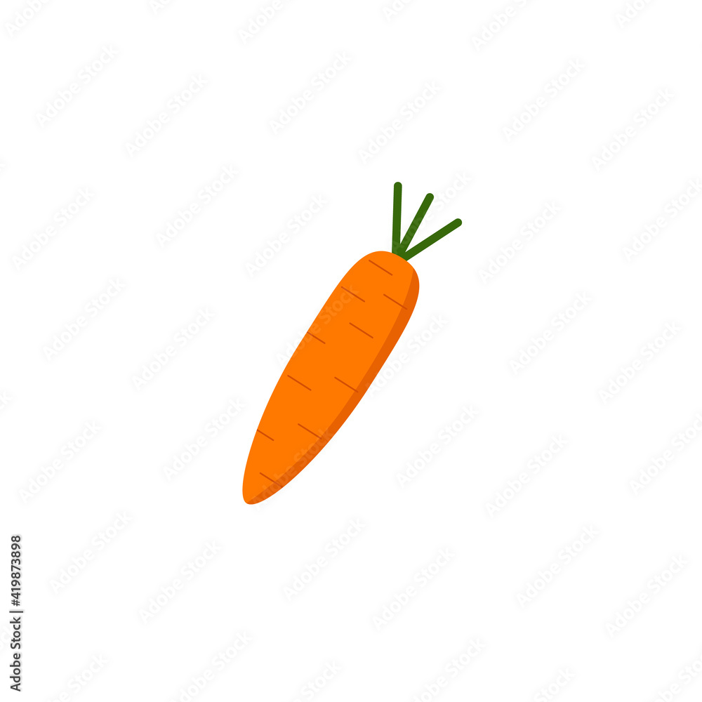 Illustration of carrot isolated. Flat design isolated vector EPS10. Flat carrot icon. Carrot for web, design, button, printing, decoration, receipt Illustration of carrot isolated. Flat design isolated vector EPS10. Flat carrot icon. Carrot for web, design, button, printing, decoration, receipt