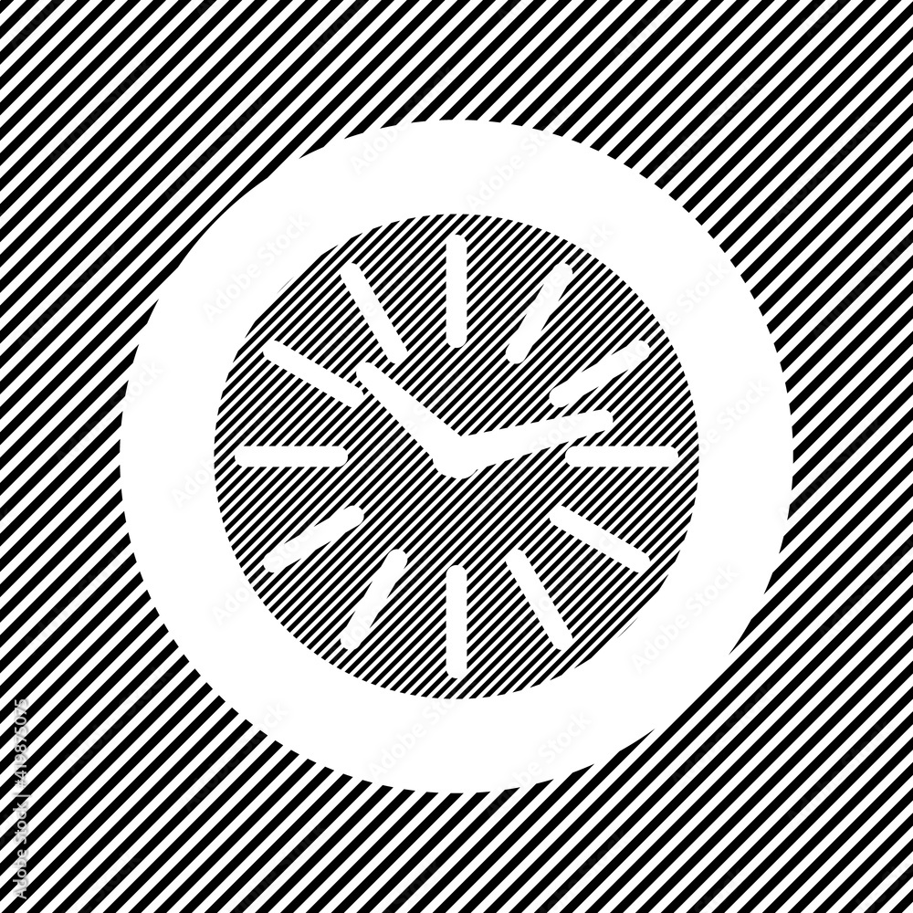 A large clock symbol in the center as a hatch of black lines on a white circle. Interlaced effect. Seamless pattern with striped black and white diagonal slanted lines A large clock symbol in the center as a hatch of black lines on a white circle. Interlaced effect. Seamless pattern with striped black and white diagonal slanted lines