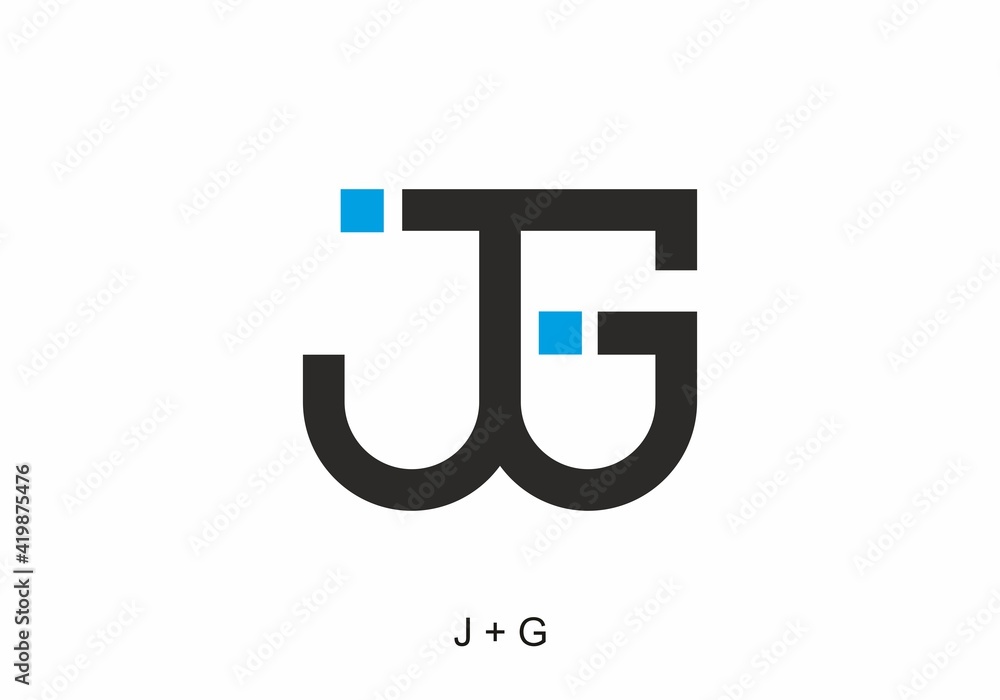 Black and blue color of JG initial letter Black and blue color of JG initial letter