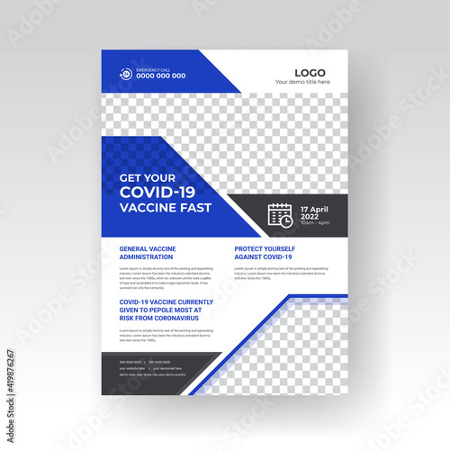 Covid 19 coronavirus Vaccination program flyer template design