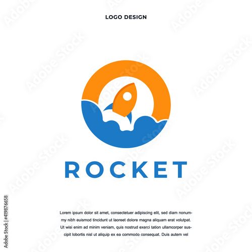 Creative rocket icon logo design vector illustration. rocket with letter O symbol logo design color editable