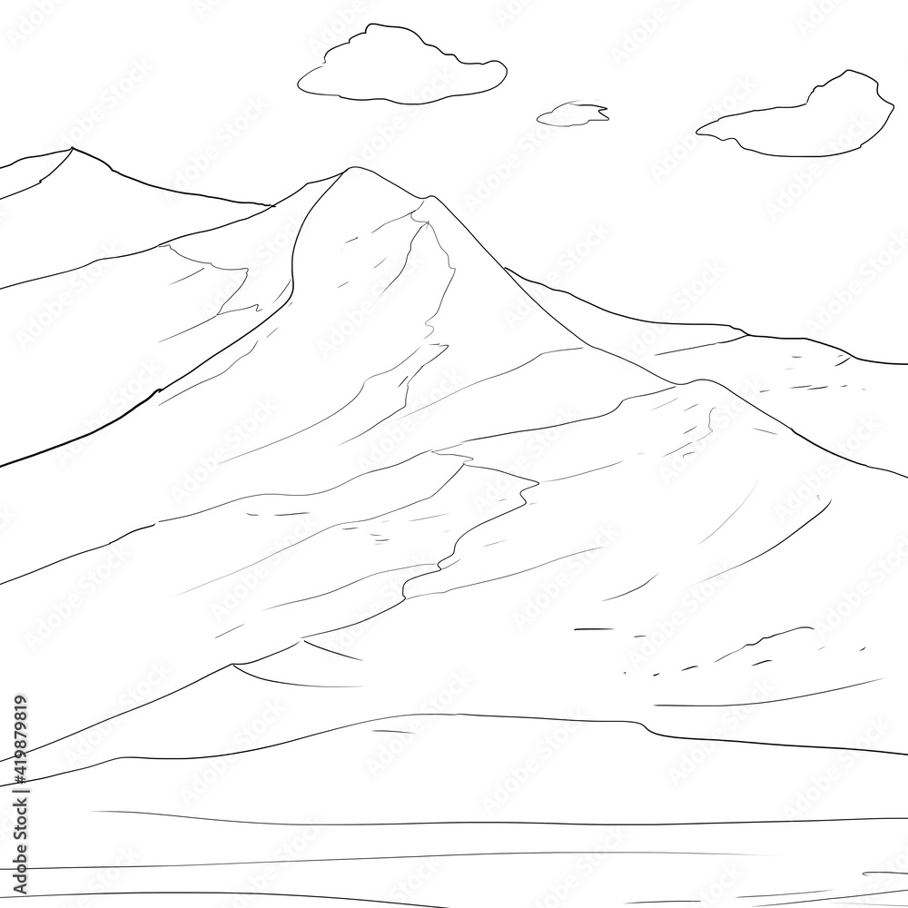 Fototapeta premium Line art Landscape background ecology education poster illustration design.