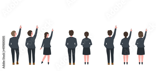 スーツを着た人の後ろ姿　イラストセット
