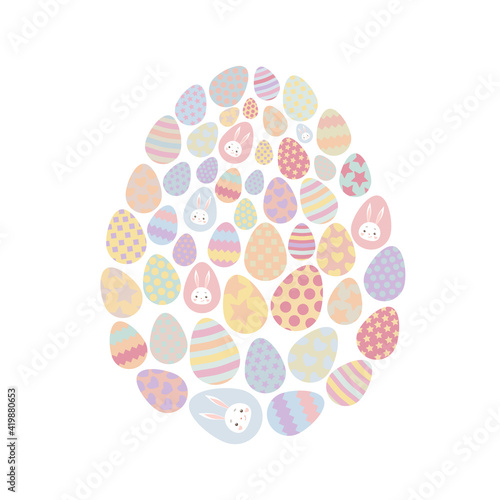 Easter eggs in a flat style, in the shape of an egg