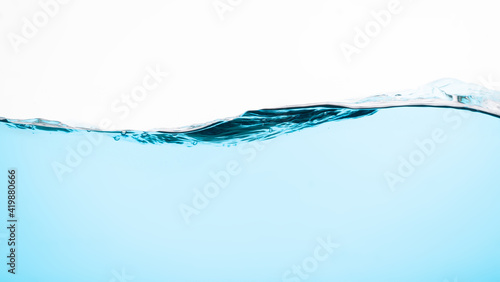 water wave with bubbles on white background. Water splash isolated on the white background.