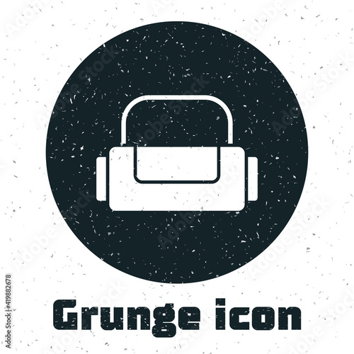 Grunge Sport bag icon isolated on white background. Monochrome vintage drawing. Vector